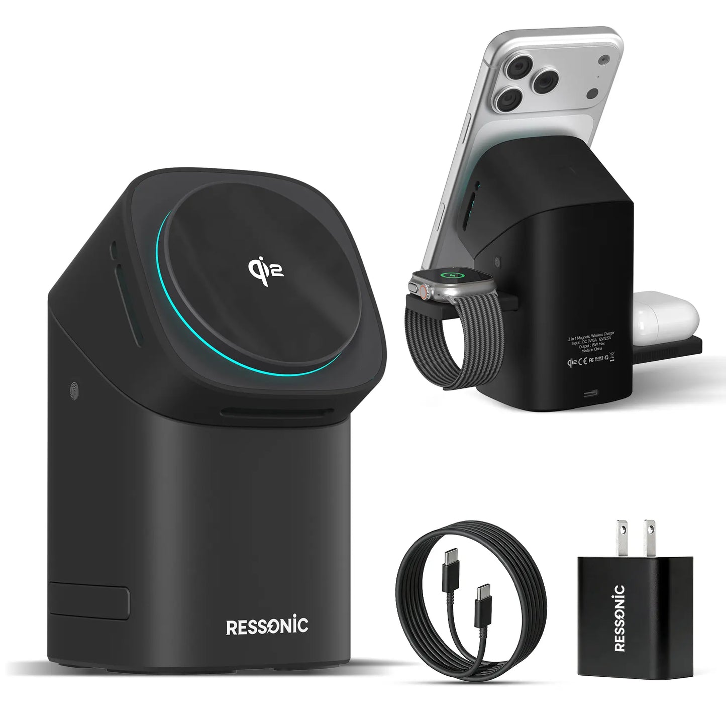 YWZ 3 in 1 Wireless Charger Fast Charging for iPhone