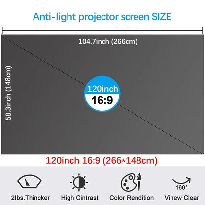 4K Anti-Ambient Light Projector Screen | Foldable Home Theater Screen