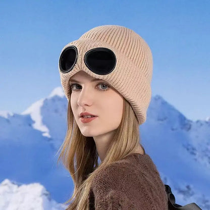 ⚡Unisex Solid Color Goggle Lens Design Beanie Hat