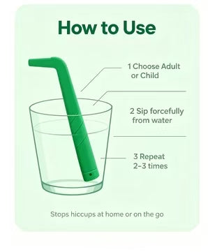 HiccAway Hiccup Straw - Stops Hiccups Fast, as seen on Shark Tank - Clinically Proven for All Ages. Safe, reusable & lightweight. Drinkware Glass.