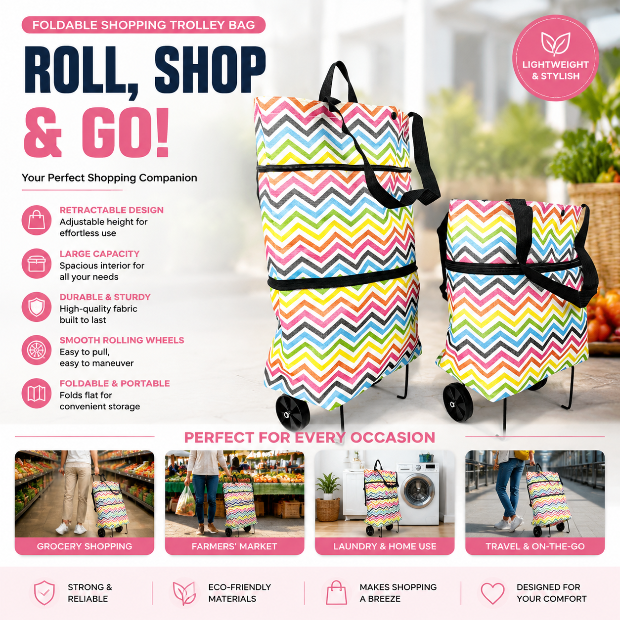 ⚡LAST DAY-50% OFF🔥 2 in 1 Foldable Shopping Cart