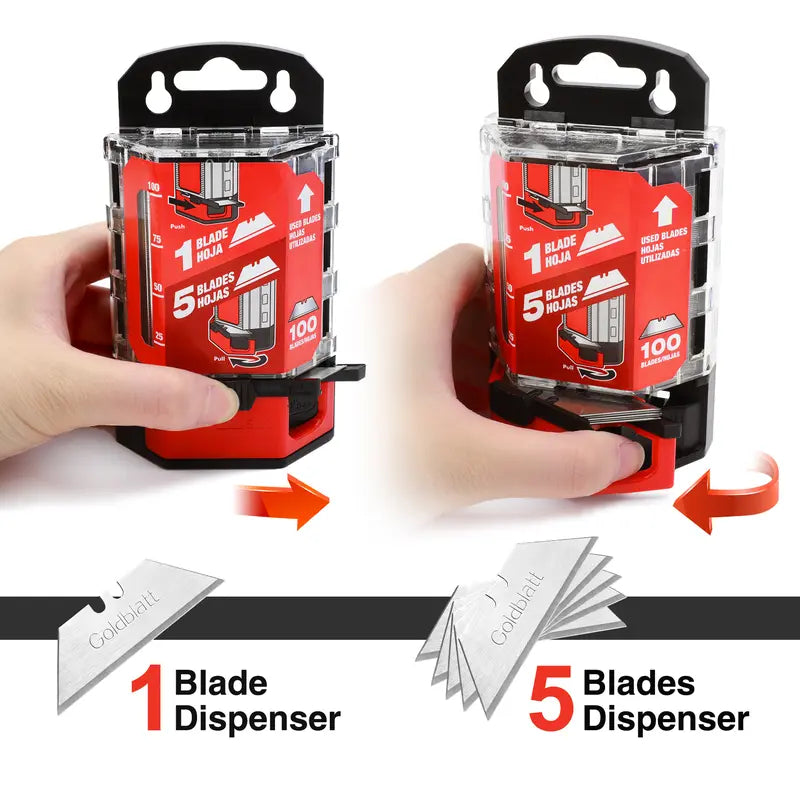 Goldblatt 100-Pack Utility Blades Premium Tempered SK2M Steel with Dispenser