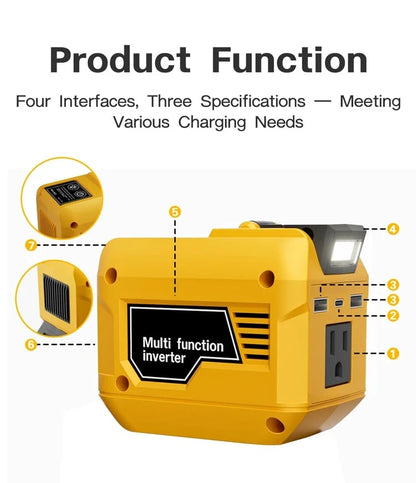 🎁Last Day 50% OFF🔋250W Portable Power Inverter – Turn 18V–21V Tool Batteries Into 220V AC Power