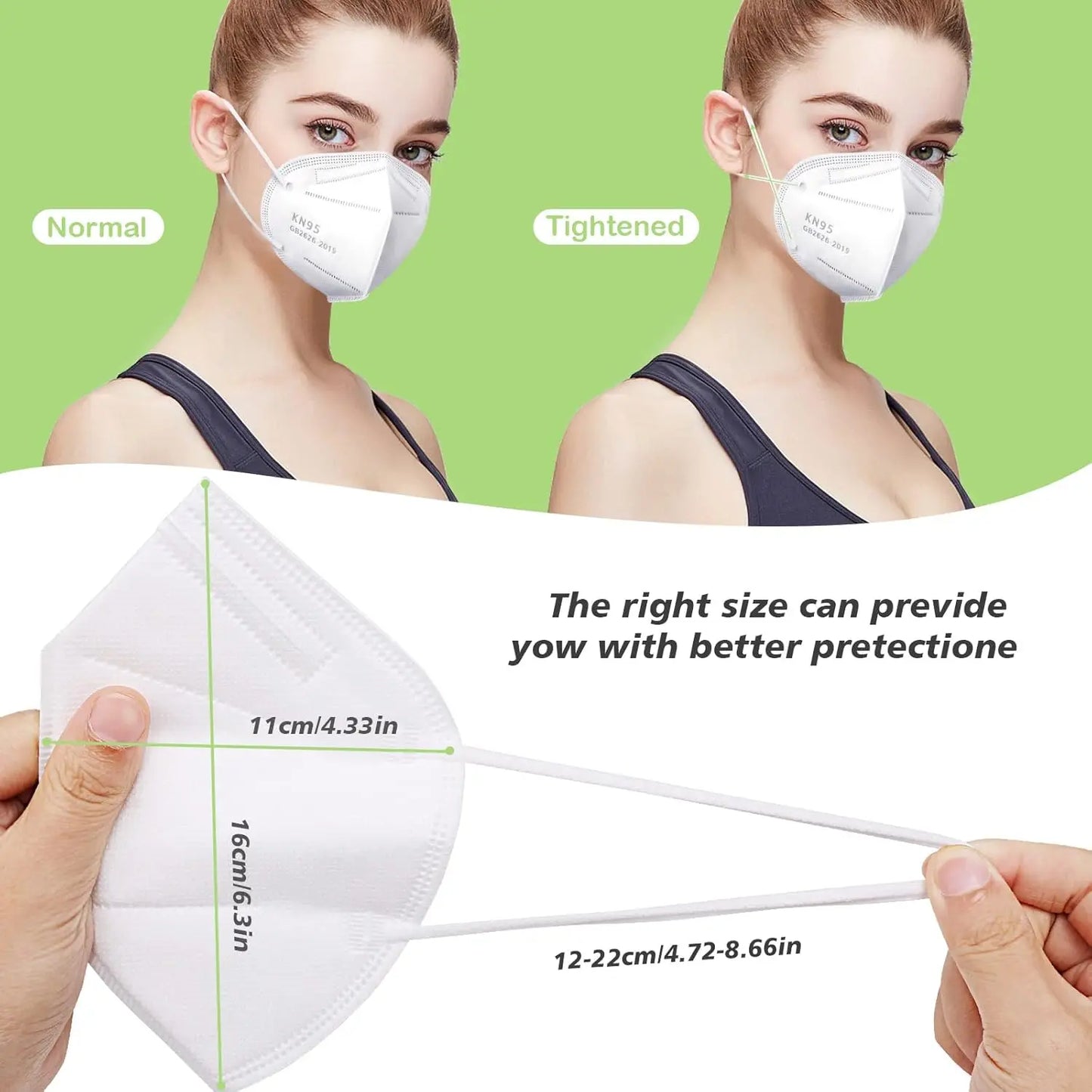 🔥100 pieces - KN95 Mask, 5-layer breathable design, excellent ventilation effect, suitable for decoration and outdoor use