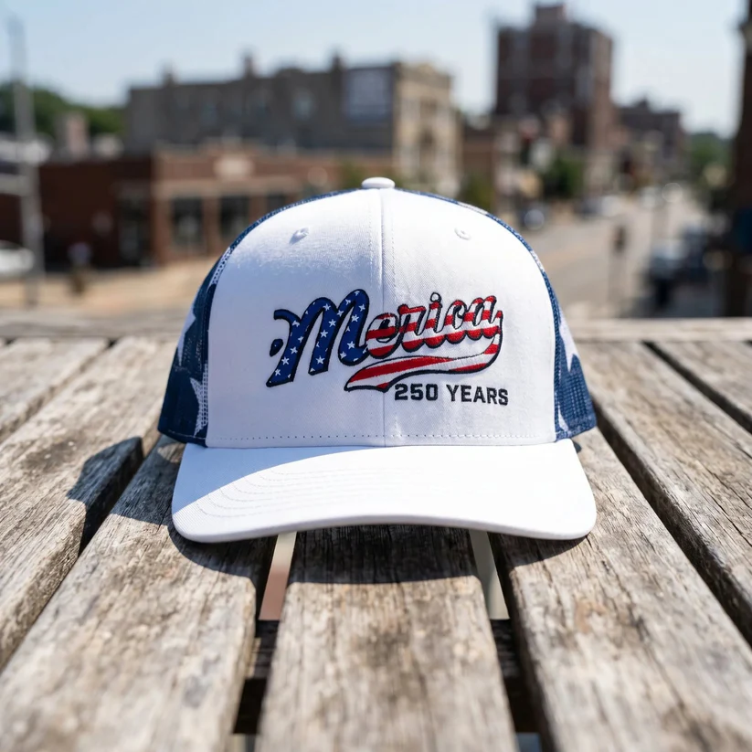 ?? ’Merica 250 Years Embroidered Mesh Back Trucker Hat