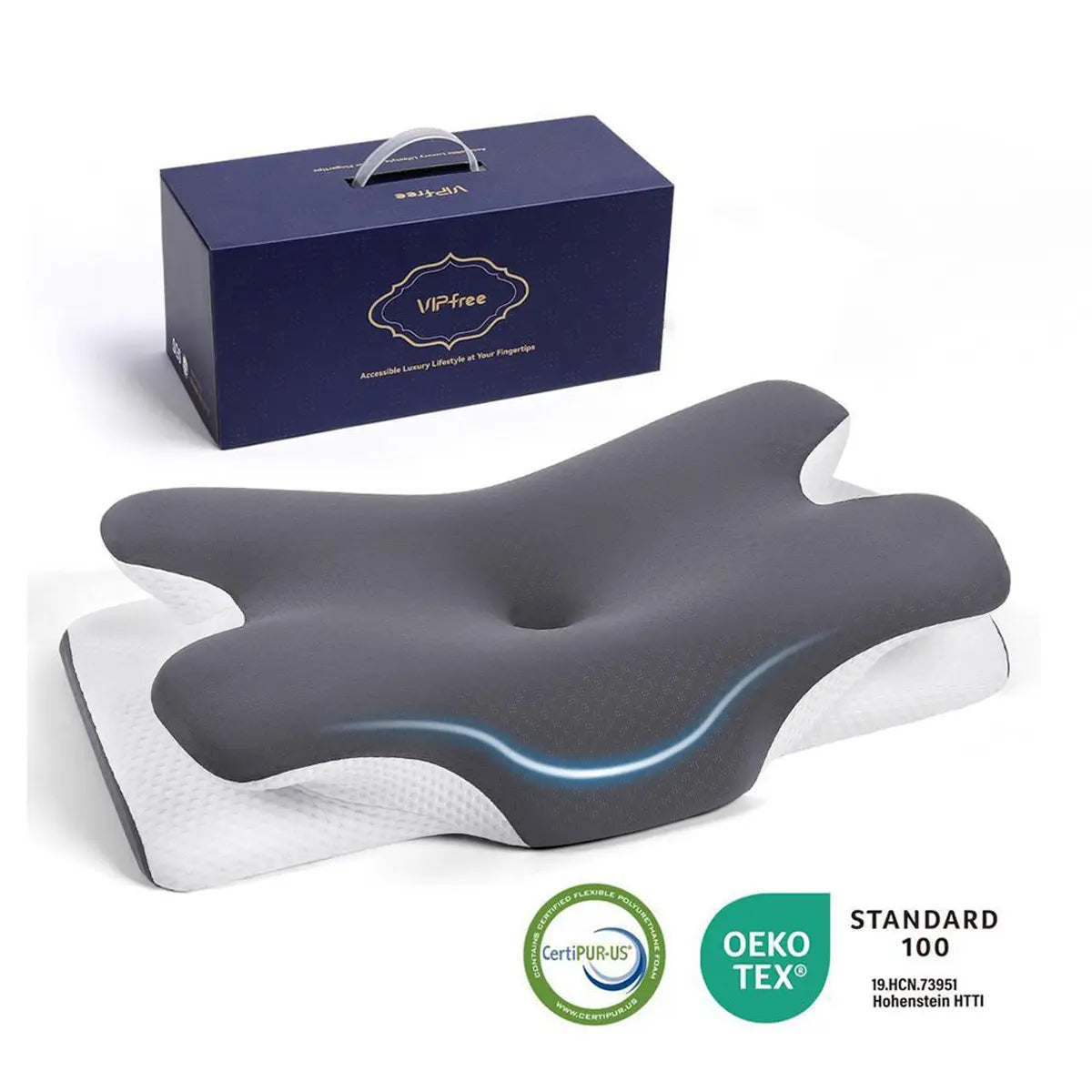 VIPfree Adjustable Ergonomic Memory Foam Neck Pillow