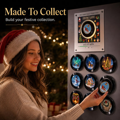 🎄 Mini Christmas Vinyl Music Player – 9 Records, Lights & Spinning Design