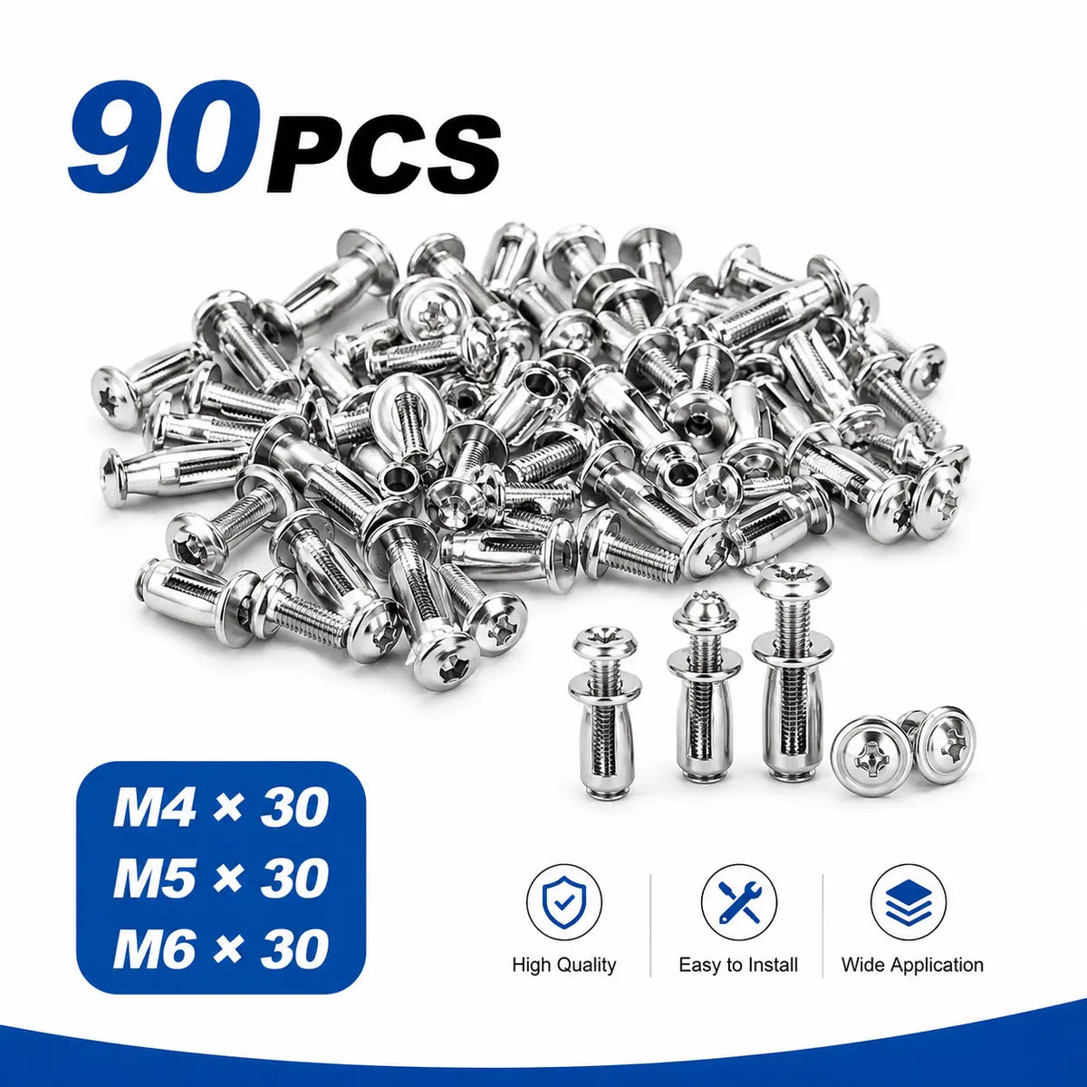 90 Piece M4 M5 M6 Expansion Rivet Nut Set