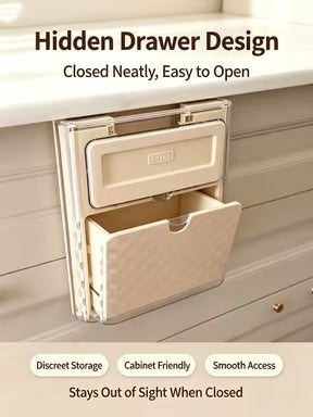 Wall Mounted Underwear Storage Organizer, Punch-Free Hidden Drawer Storage Box for Bathroom Cabinet, Wardrobe, Kitchen