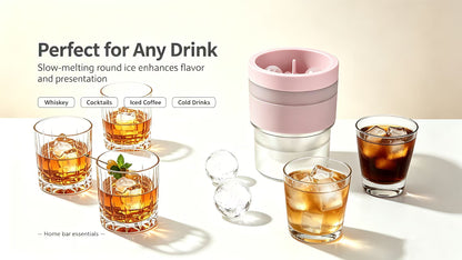 Ice cube maker, ice ball maker, small silicone whiskey ice ball mold for home use