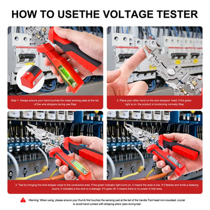 16-in-1 Wire Stripping Pliers, 2026 New Rechargeable Wire Strippers Tool with Voltage Tester&Alarms, Detectable 12-250V, Heavy-Duty Electrical Pliers&Wire Cutters