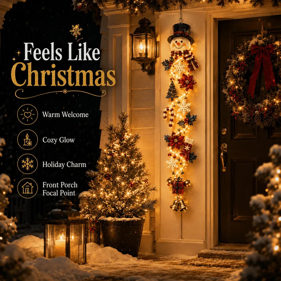 ⚡Light-Up Christmas Door Hanger – 6 Festive Designs with Warm Holiday Glow