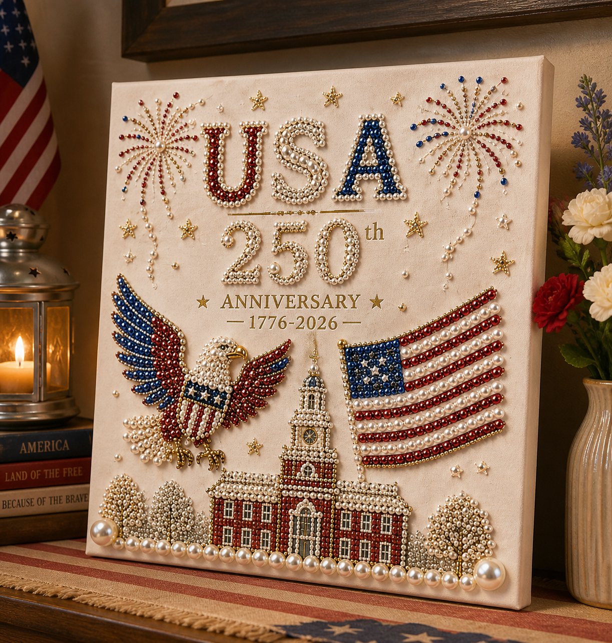 🎆🇺🇸 USA 250th Anniversary Pearl Art Kit – Patriotic DIY Craft