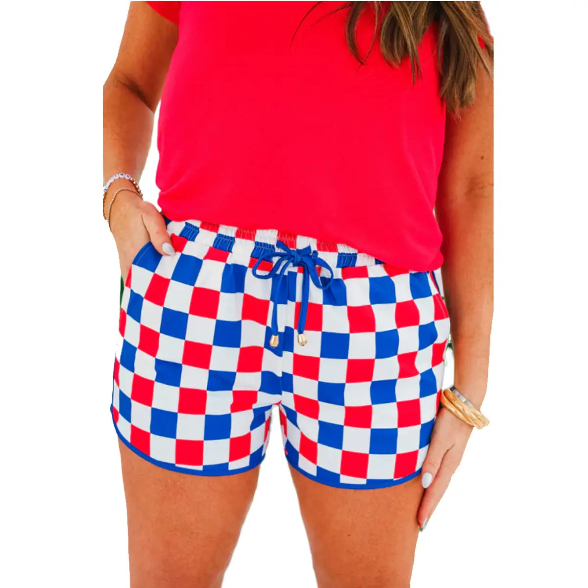 Znacicc Women's Checkered Casual Shorts with Pockets