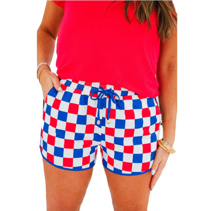 Znacicc Women's Checkered Casual Shorts with Pockets