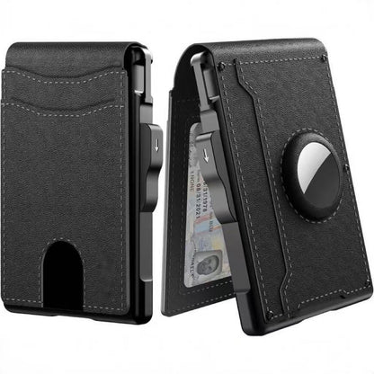 ✨New Wallet for Men - Pop Up Case, Cash Slot, and Credit Card Slot - Aluminum Wallet with RFID Blocking, Minimalist Leather Wallet Front Pocket with ID Window