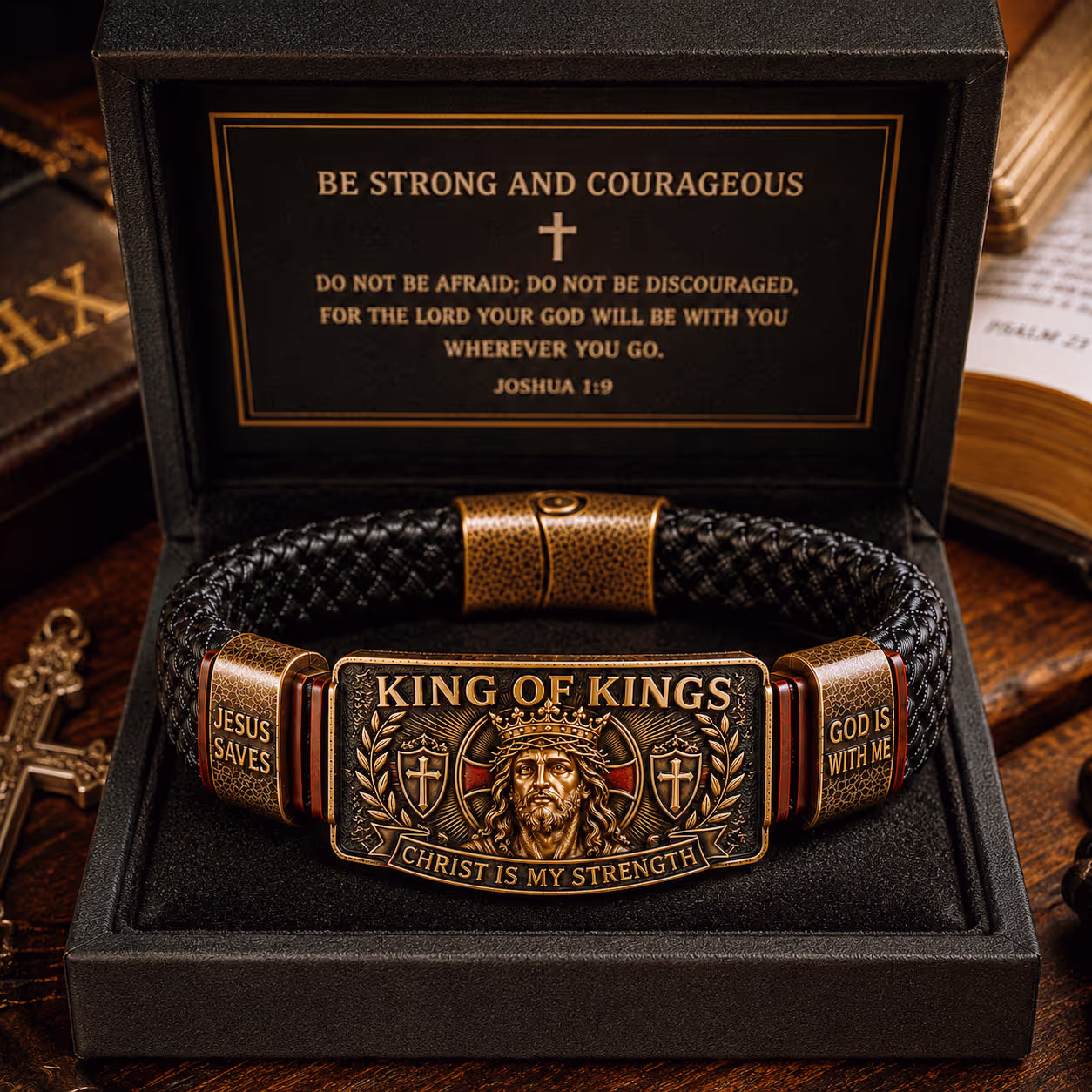 ✝️ King of Kings Faith Bracelet – Adjustable Christian Wristband Gift
