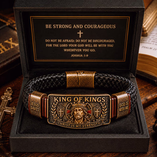 ✝️ King of Kings Faith Bracelet – Adjustable Christian Wristband Gift