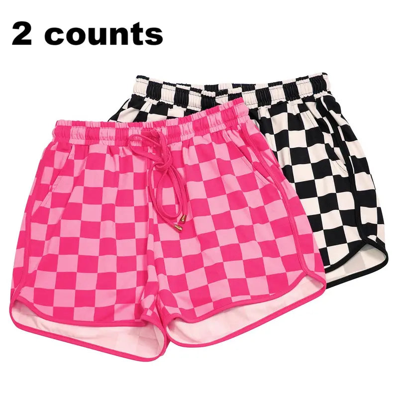 Znacicc Women's Checkered Casual Shorts with Pockets