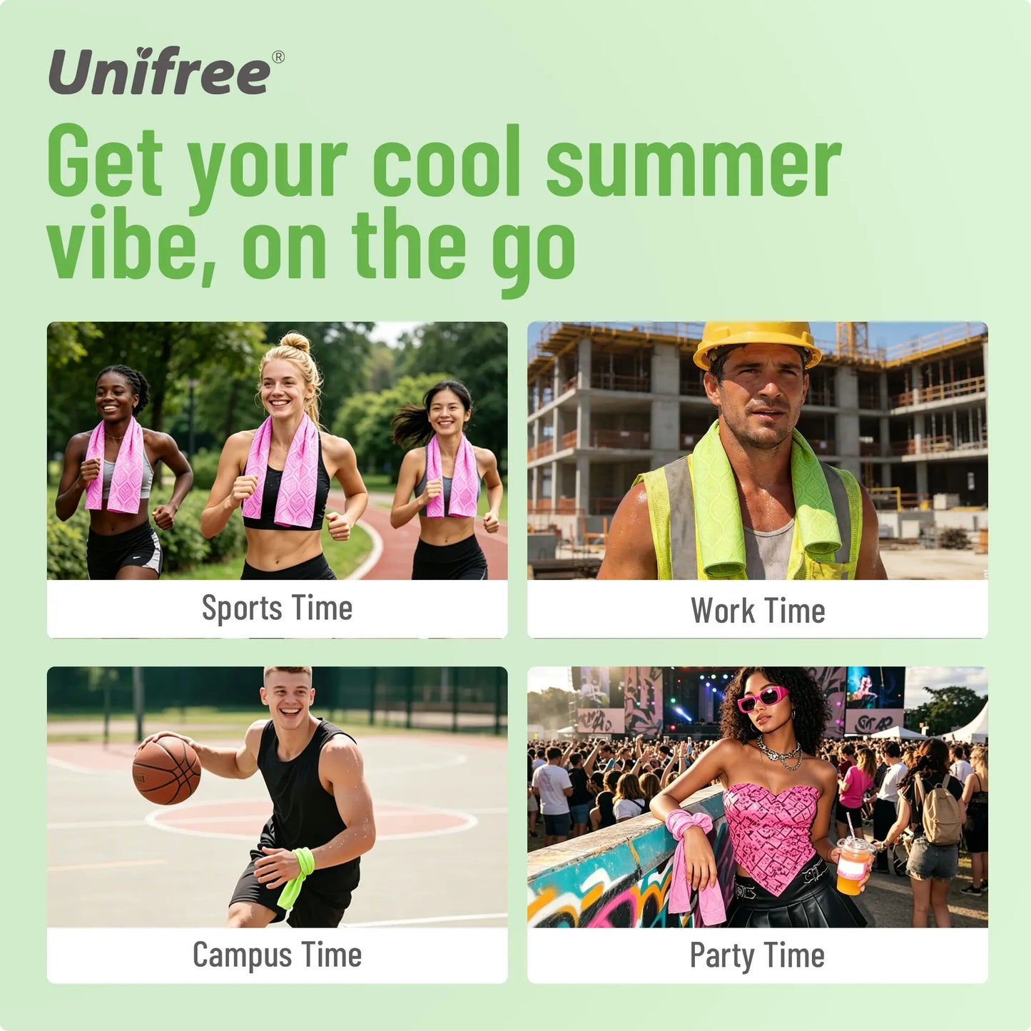 Unifree Cooling Towels & XL Menthol Cooling Wipes, Instant & Long Lasting Cooling Relief for Hot Weather & Summer Heat, Outdoor, Long Drives, Game day & Beach