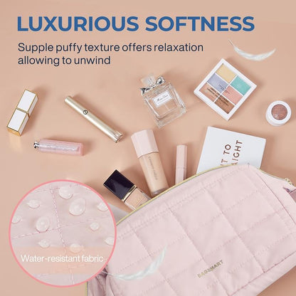 🔥2026 NEW ARRIVAL🔥Puffy Padded Travel Cosmetic Organizer , Wide-Open Makeup Case for Toiletries, Accessories