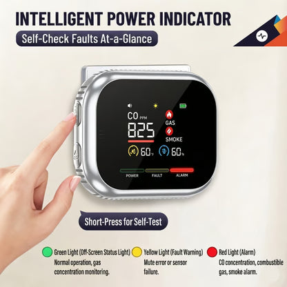 🚨 Smart 6-in-1 Gas Detector – CO Smoke & Gas Leak Alarm With LCD Display
