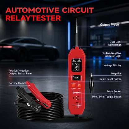 Automotive Circuit & Relay Tester,12V/24V Vehicle Electrical Diagnostic Probe,Voltage Polarity Continuity Short Circuit Detector for Auto Repair