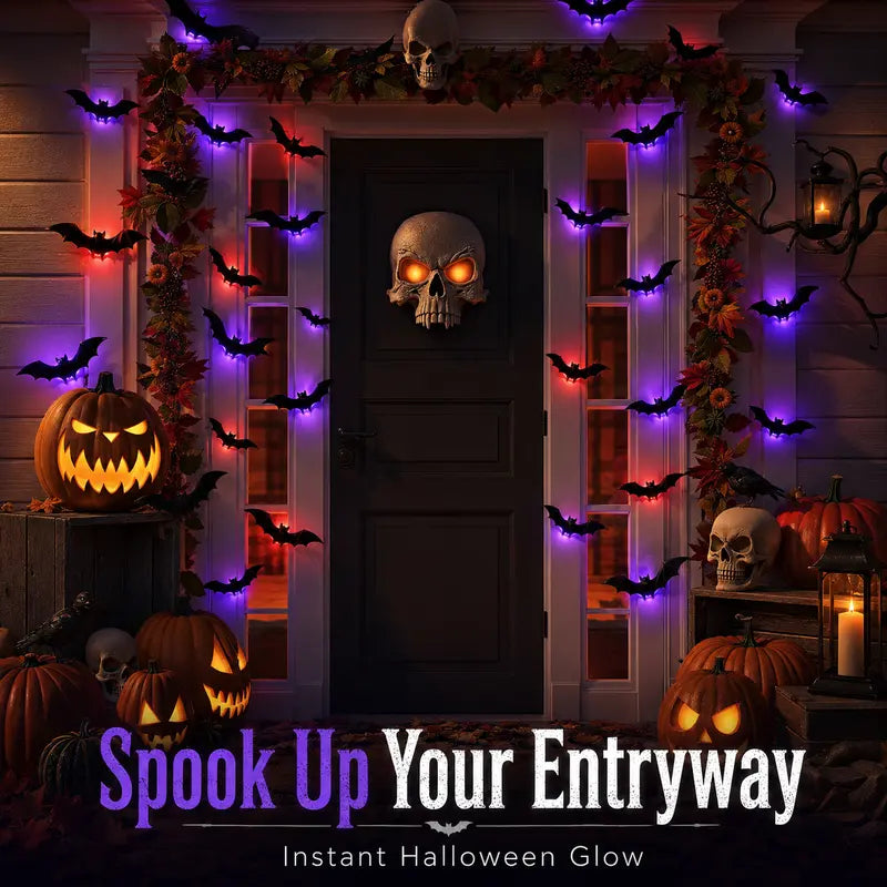🦇3D Bat Light LED Decorations, 12pcs/36pcs Halloween Spooky Ornaments