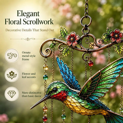 🐦Elegant Hummingbird Garden Wind Chime Suncatcher