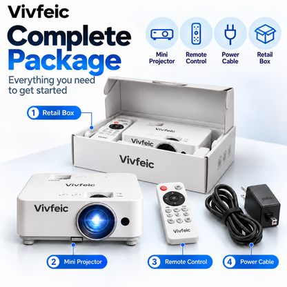 🎬 Portable Mini Projector 📽️ – 100' Big Screen, HDMI & USB, Remote Control Included