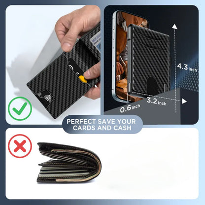 ❤️‍🔥Wallet for Men- Pop Up Case, Cash Slot, and Credit Card Slot - Aluminum Wallet with RFID Blocking, Minimalist Leather Wallet Front Pocket with ID Window