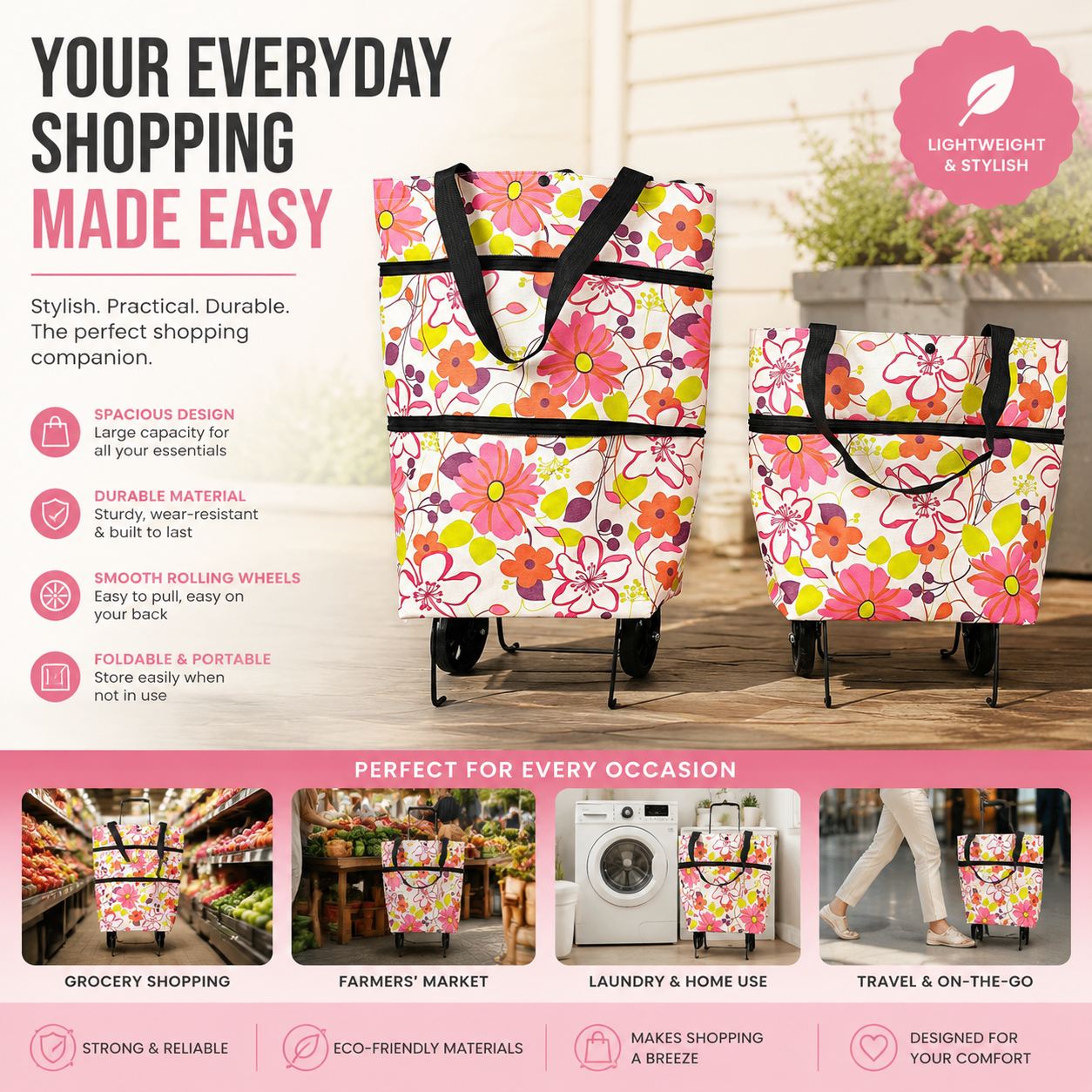 ⚡LAST DAY-50% OFF🔥 2 in 1 Foldable Shopping Cart