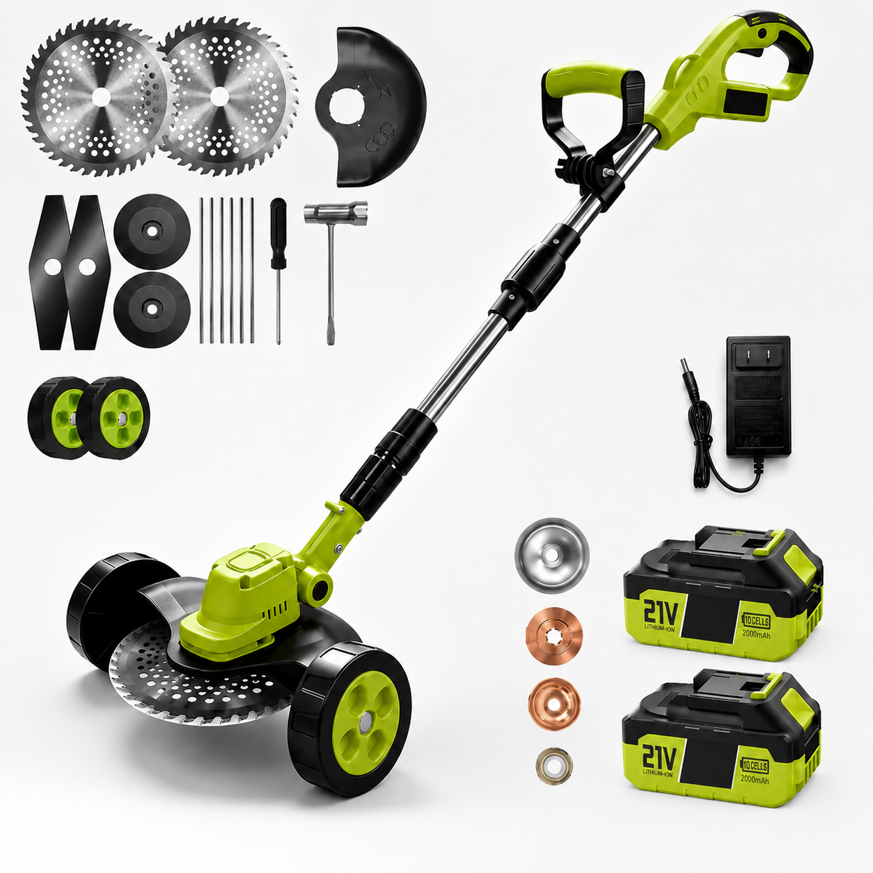 🌿21V 3-in-1 Cordless String Trimmer, Edger & Mini Mower – 2 Batteries Included