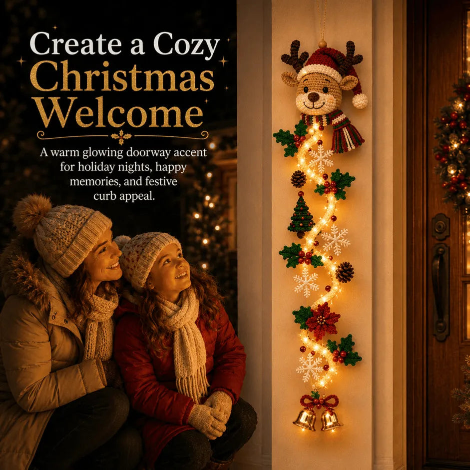 ⚡Light-Up Christmas Door Hanger – 6 Festive Designs with Warm Holiday Glow