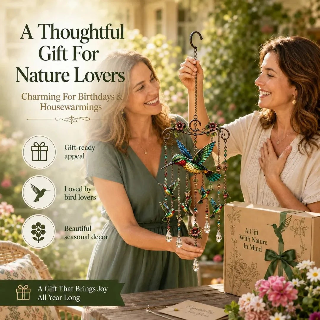 🐦Elegant Hummingbird Garden Wind Chime Suncatcher