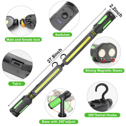 🎁 Father's Day Gift – Linkax 2400LM Work Light Bar, Rechargeable, Magnetic + Hooks