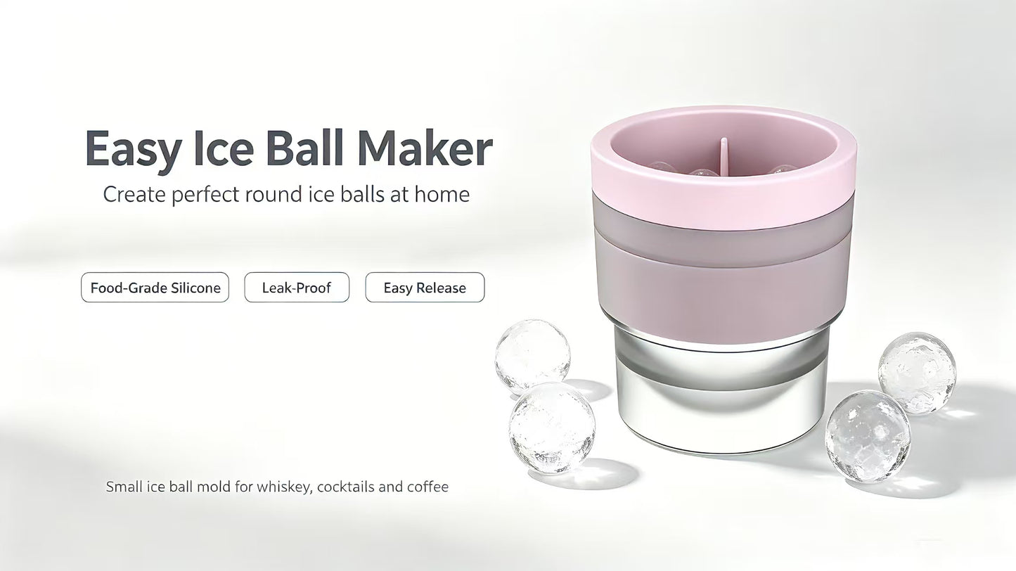Ice cube maker, ice ball maker, small silicone whiskey ice ball mold for home use