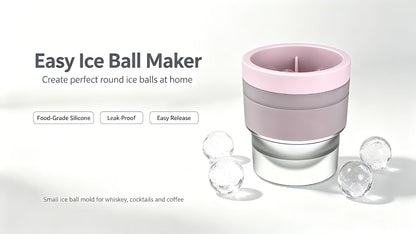 Ice cube maker, ice ball maker, small silicone whiskey ice ball mold for home use