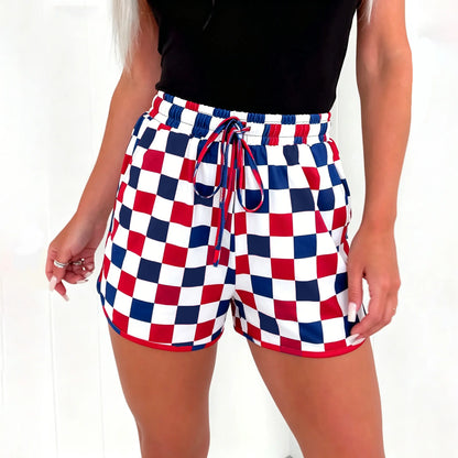 Znacicc Women's Checkered Casual Shorts with Pockets