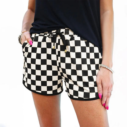 Znacicc Women's Checkered Casual Shorts with Pockets