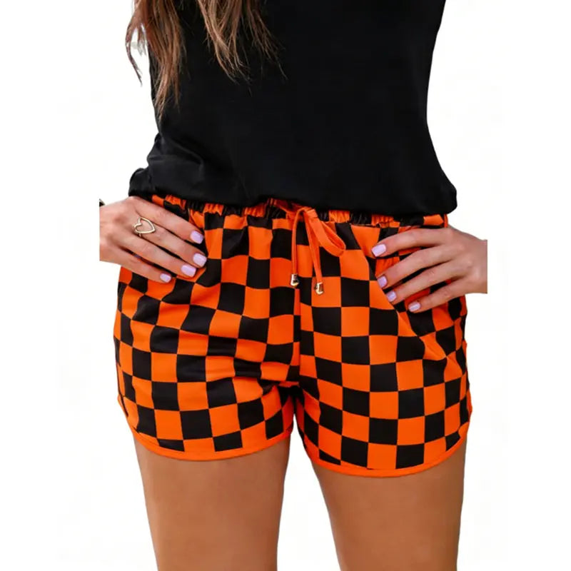 Znacicc Women's Checkered Casual Shorts with Pockets