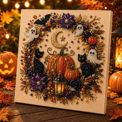 Spooky-Cute Ghost Pearl Art DIY Kit – 8" × 8" Halloween Diamond Painting