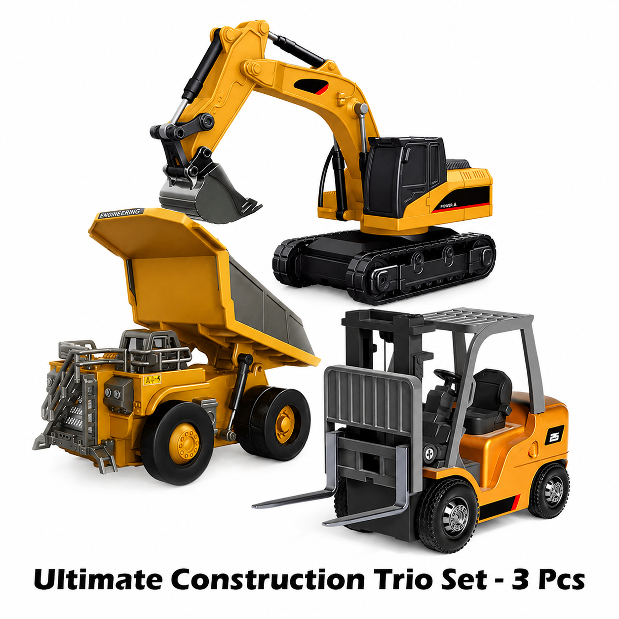 RC Construction Vehicle Toy Set with Excavator, Dump Truck, Forklift & Bulldozer