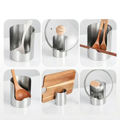 🧑‍🍳 Multi-Functional Kitchen Utensil Holder – Holds pot lids, spatulas & cutting boards. Thickened stainless steel, space‑saving. 🛡️✨