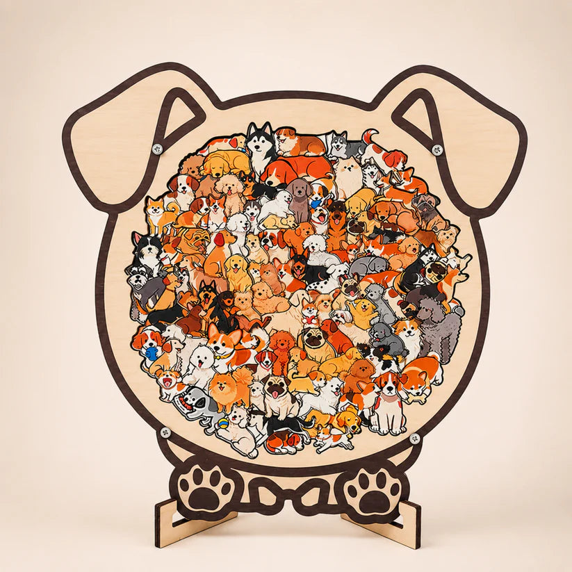 Morandi-Colored Cat Shaped Wooden Jigsaw Puzzle