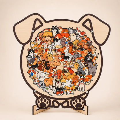 Morandi-Colored Cat Shaped Wooden Jigsaw Puzzle